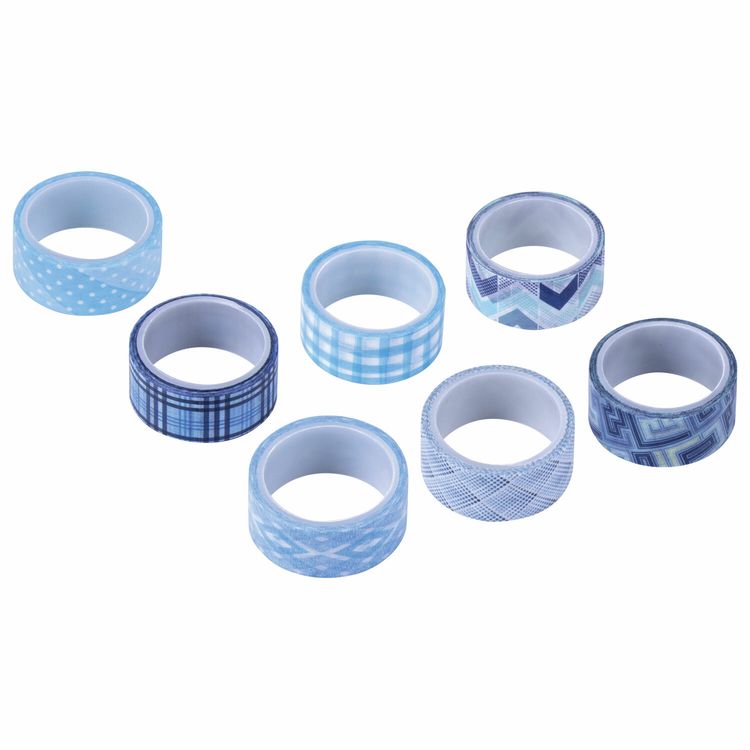 Клейкие WASHI-ленты для декора «Оттенки синего», 7 цветов, 15 мм х 3 м — картинка 3