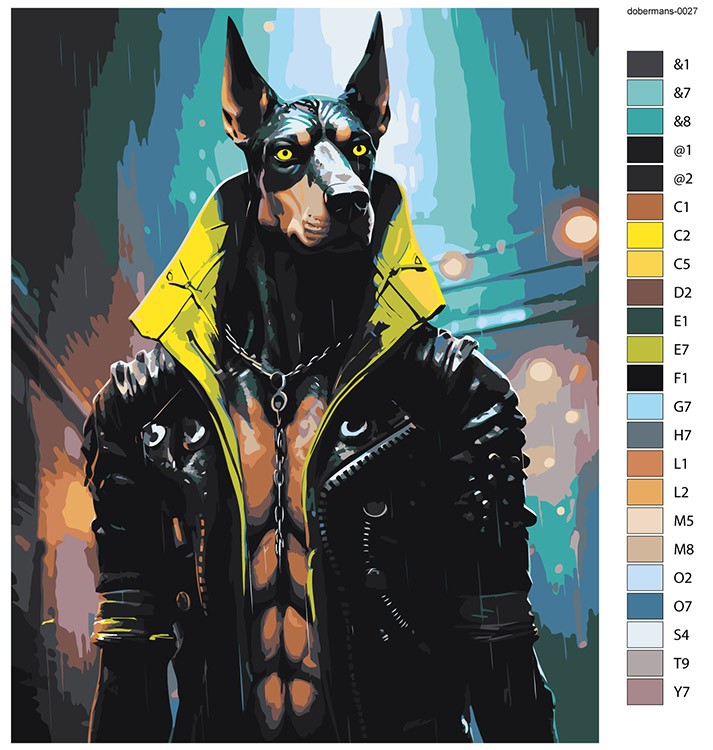 Картина по номерам «Собака доберман в стиле киберпанк» — картинка 2