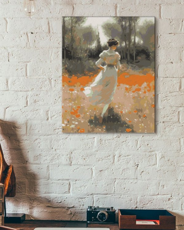 Картина по номерам «Девушка бежит по маковому полю» — картинка 3