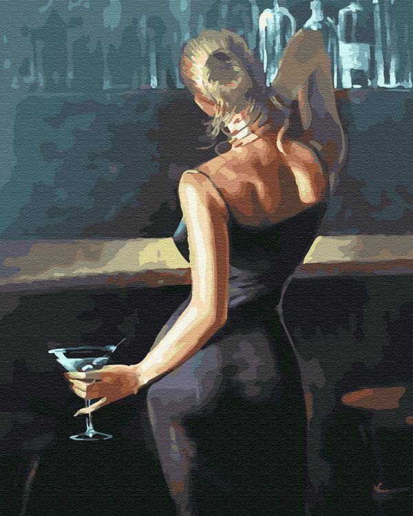 Картина по номерам «Девушка с бокалом мартини»
