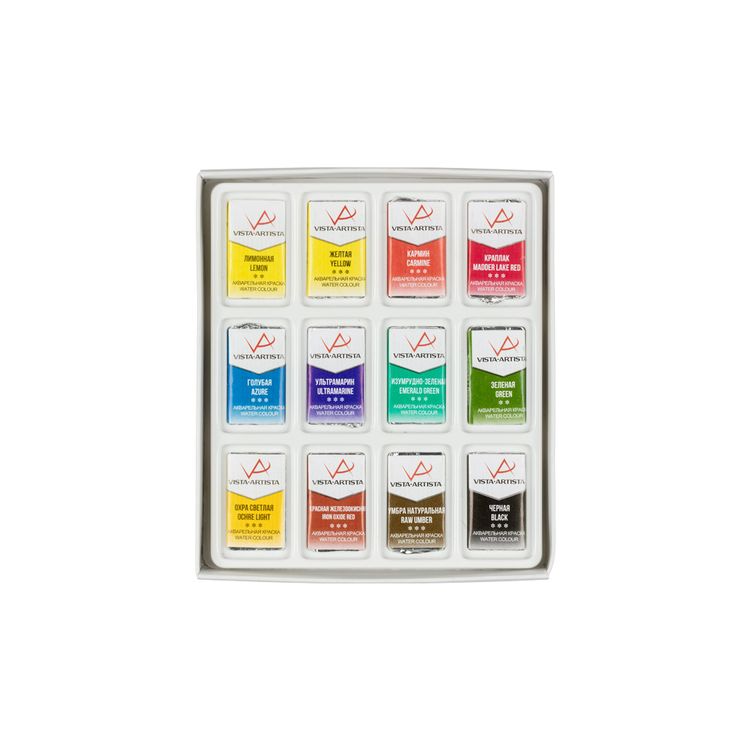 Набор акварельных красок Vista-Artista 12 цветов — картинка 2