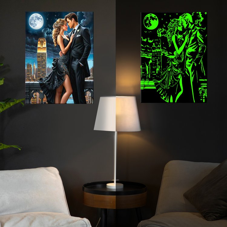 Картина по номерам со светящейся краской «Романтическая ночь» — картинка 3