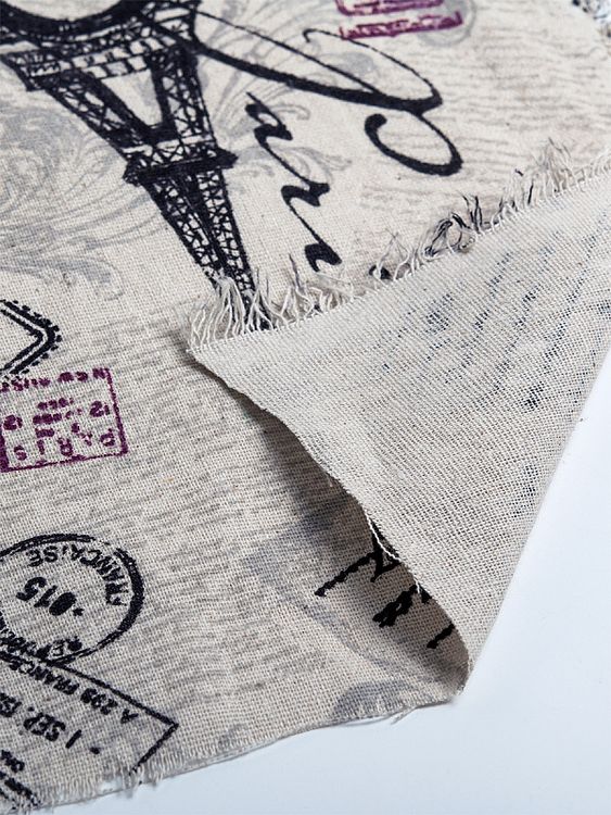 Ткань льняная, 3 м x 150 см, 140 г/м², цвет: бежевый, принт, TBY — картинка 5