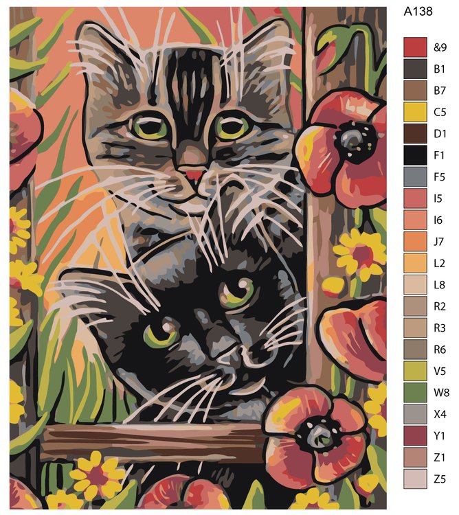 Картина по номерам «Котята в саду» — картинка 2