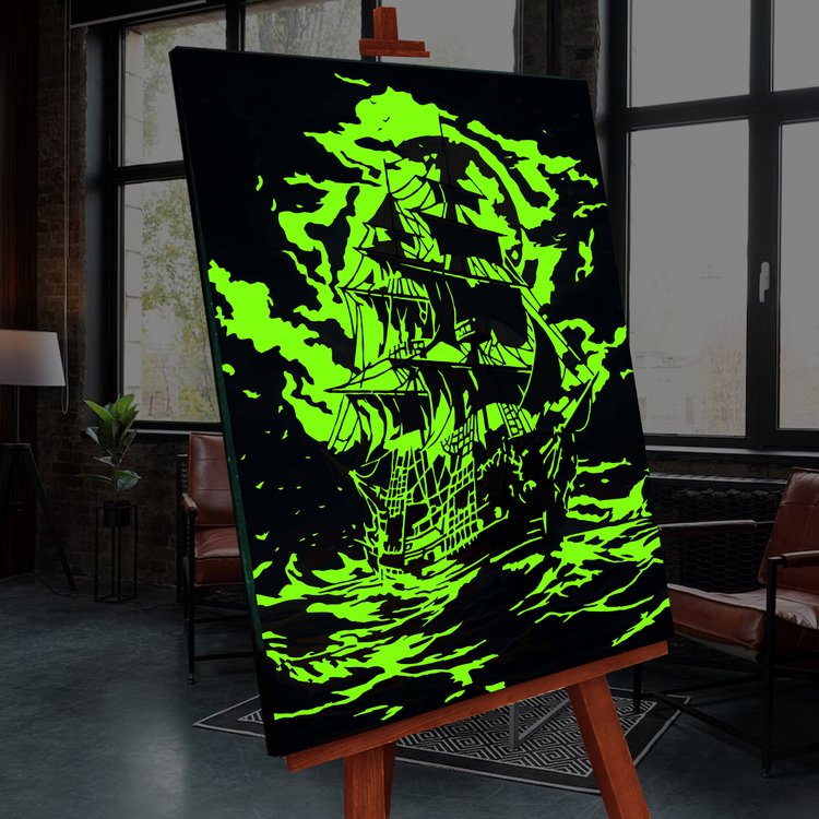 Картина по номерам со светящейся краской «Парусник в полнолуние» — картинка 2