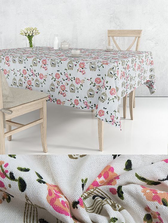 Ткань лен, 140 г/м², 30% лен, 70% хлопок, 3 м, ширина 150 см, цвет: растительный принт, TBY — картинка 7