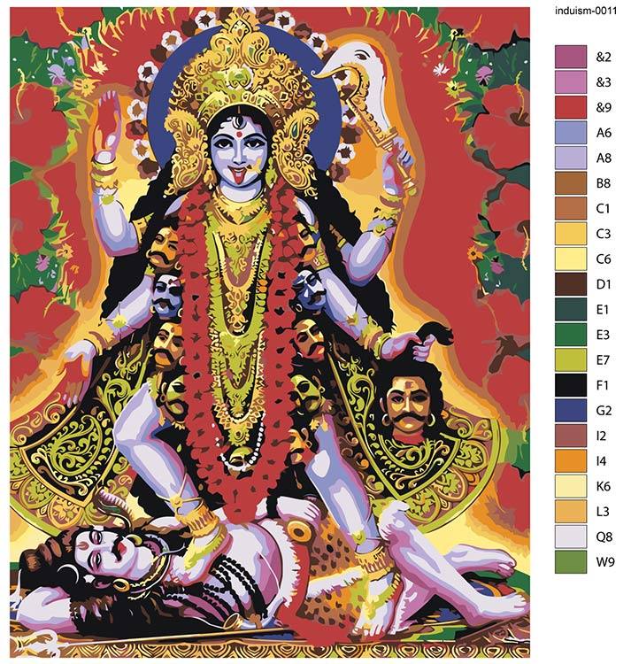 Картина по номерам «Религия индуизм Индия: богиня Кали и Шива» — картинка 2