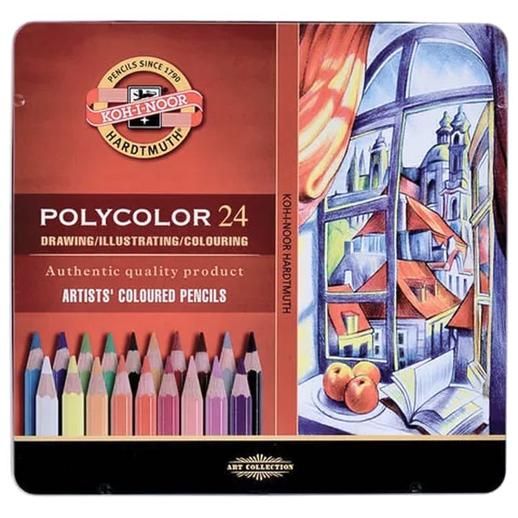 Карандаши цветные художественные KOH-I-NOOR «Polycolor», 24 цв., 3,8 мм