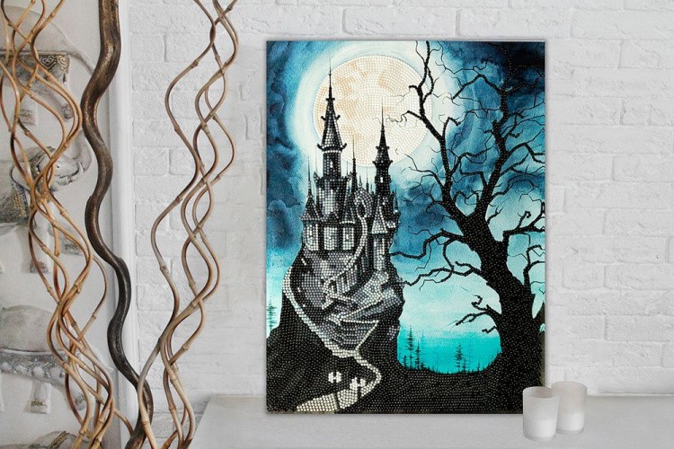 Алмазная вышивка «Замок под луной» — картинка 2