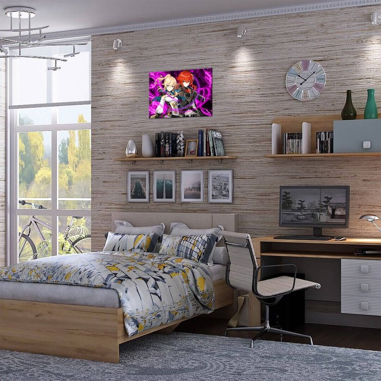 Картина по номерам «Неон Джинн и Дилюк» — картинка 3