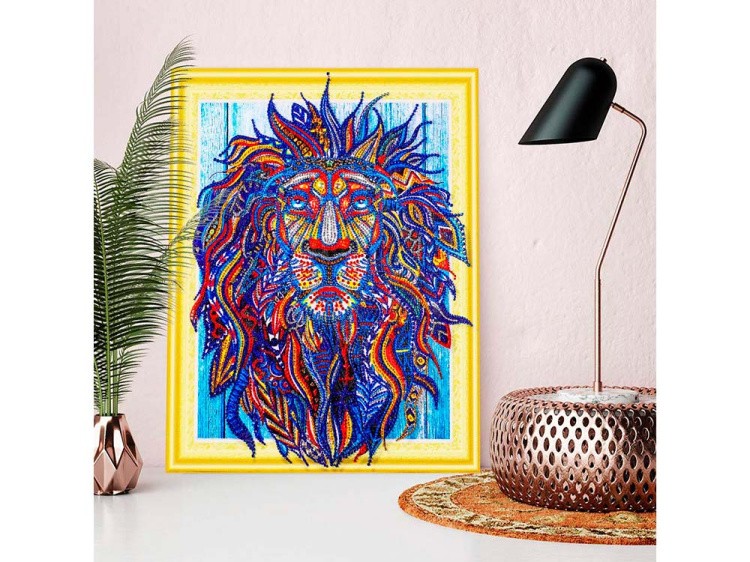 Алмазная вышивка 5D «Искрящийся лев» — картинка 3