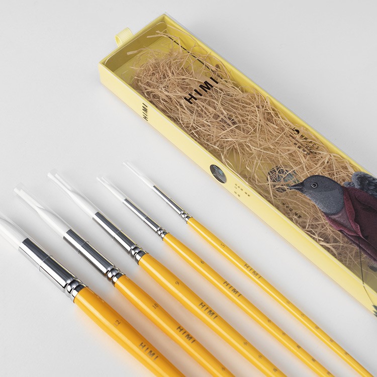 Набор художественных кистей HIMI желтый 5 шт. — картинка 3