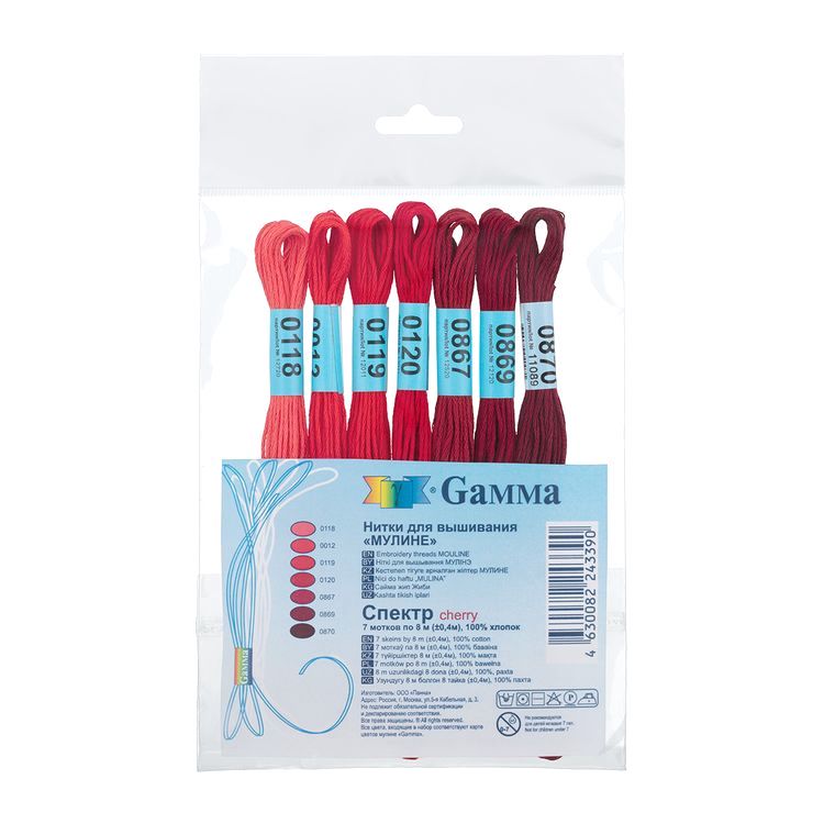 Набор ниток мулине «СПЕКТР. Cherry», 100% хлопок, 7 цв. по 8 м, Gamma — картинка 2
