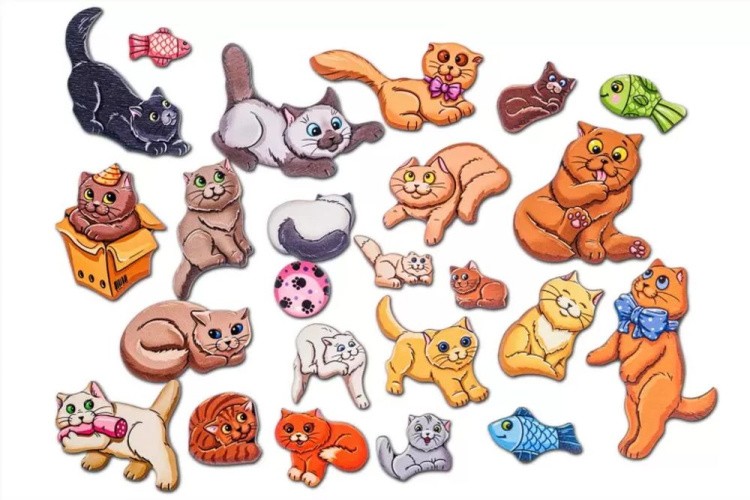 Развивающая игрушка из дерева «Пазл. Кошачьи истории» — картинка 3
