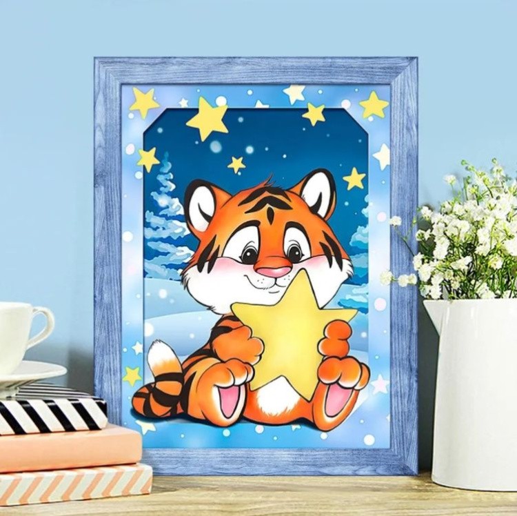 Алмазная вышивка «Тигренок и звезда» — картинка 4