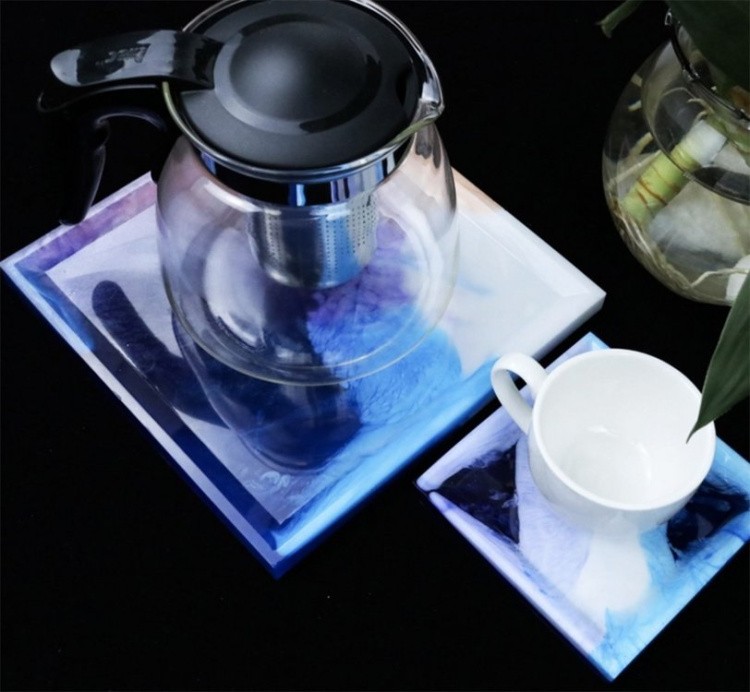 Силиконовый молд для эпоксидной смолы - Подстаканник тарелка - квадрат (1 шт.) — картинка 7