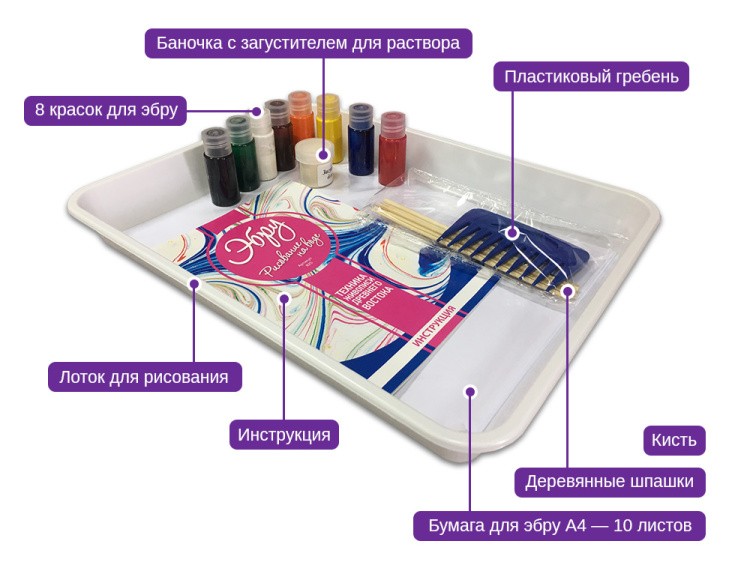 Набор для эбру, 8 цветов, Master IQ²​ — картинка 3