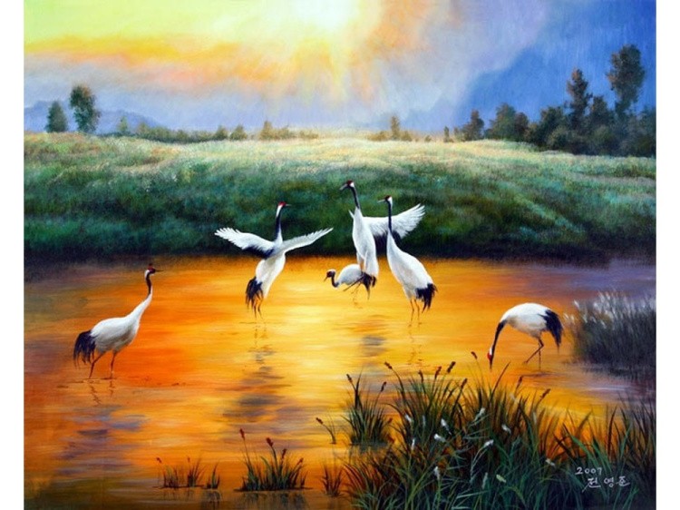 Картина по номерам «Птицы на озере» — картинка 2