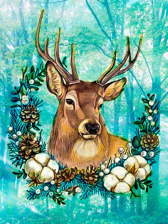 Алмазная вышивка «Праздничный олень» — картинка 2