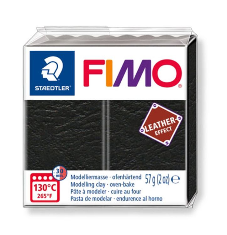 Полимерная глина FIMO Leather-Effect, цвет: 8010-909 черный, 57 г