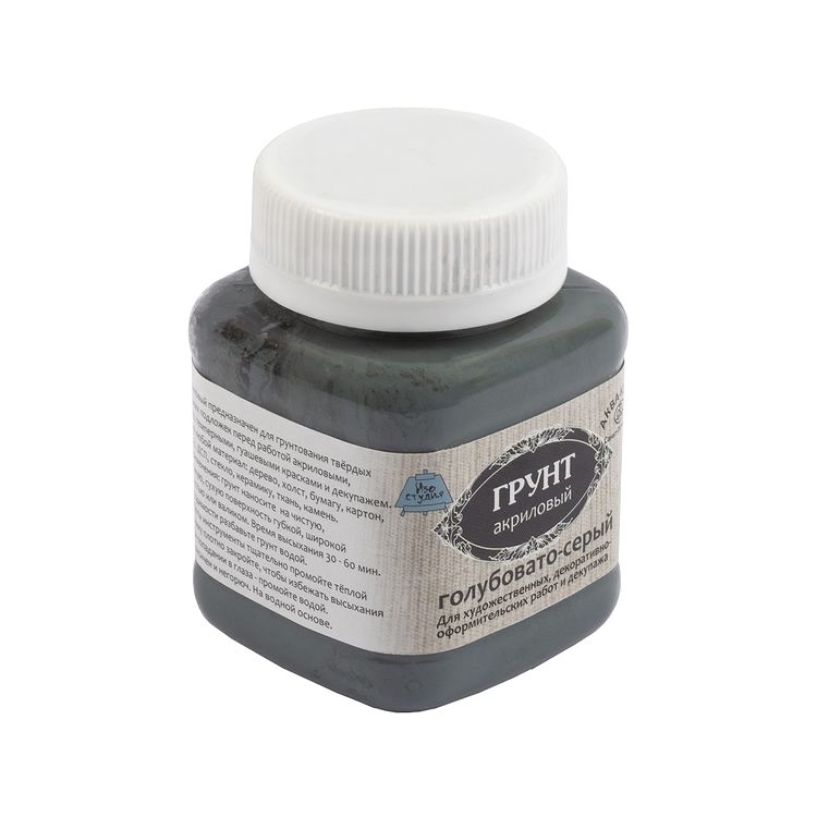 Грунт акриловый цветной 100 мл, голубовато-серый, Аква-колор — картинка 2
