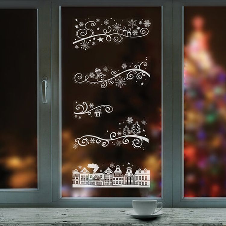 Украшение для окон и стекла «Новогодняя ночь в городе»