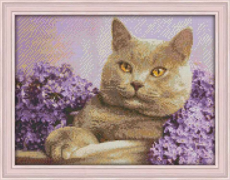 Алмазная вышивка «Кот в сирени» — картинка 2