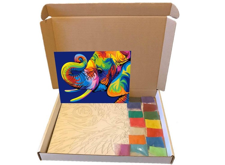 Картина цветным песком «Слон» — картинка 4