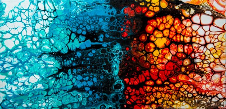 Набор для рисования жидким акрилом Флюид Арт №7 холст 30х30 (2шт.)+часы, Art Blong — картинка 10