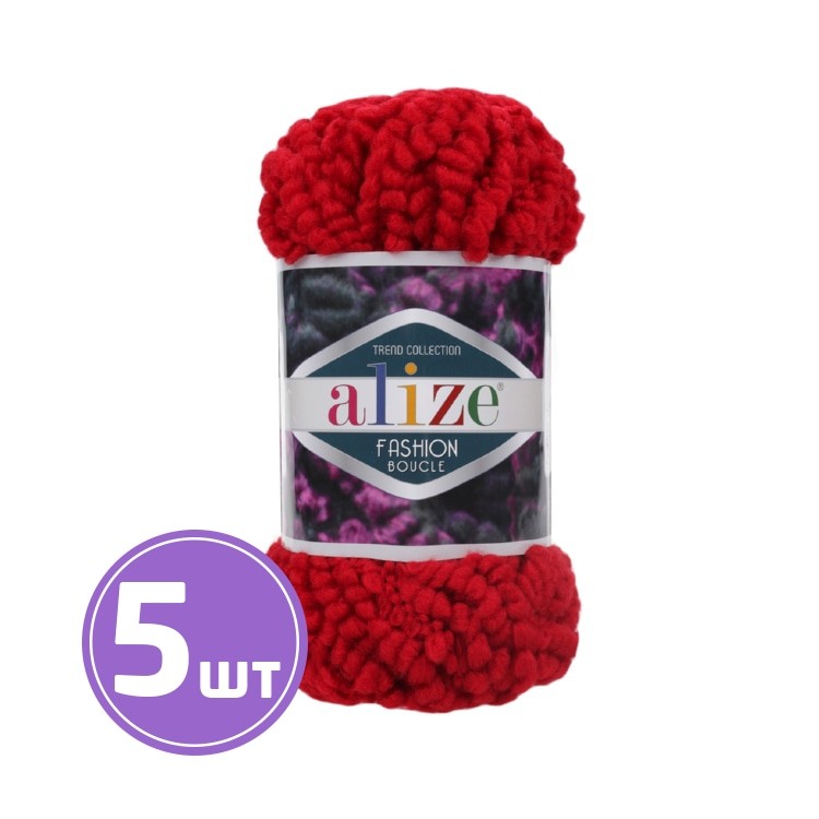 Пряжа ALIZE Fashion boucle (56), красный, 5 шт. по 100 г