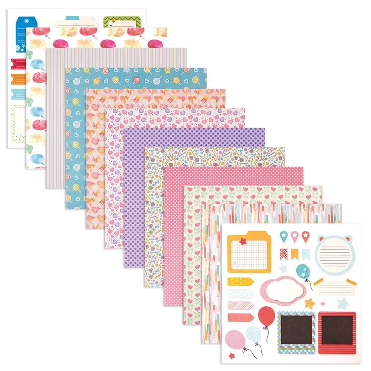 Бумага для скрапбукинга 30х30 см «Яркие краски», 12 дизайнов — картинка 2