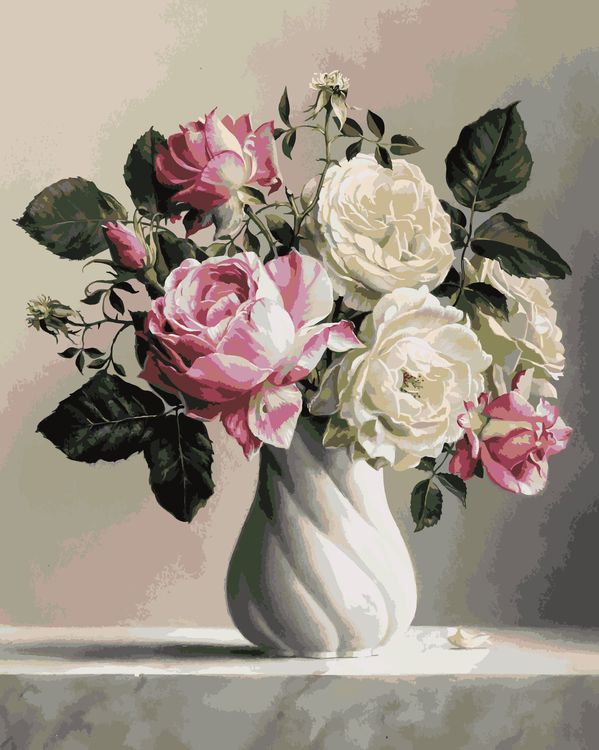Картина по номерам «Розы и пионы»