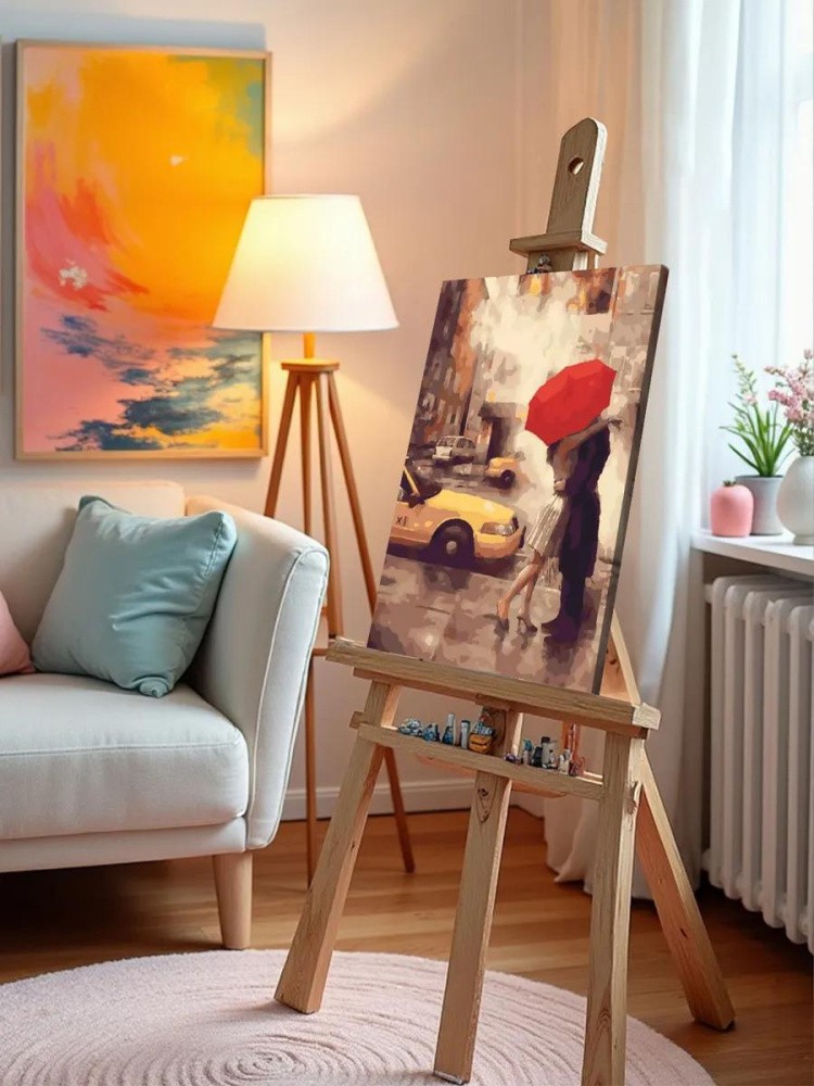 Картина по номерам «Счастье под красным зонтом» — картинка 9