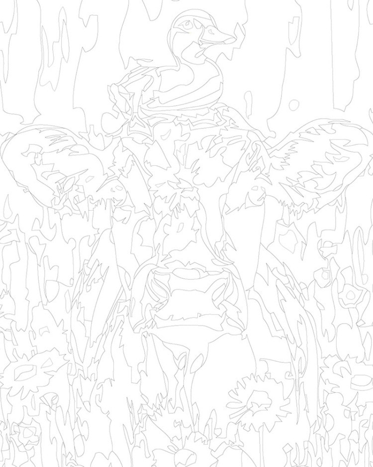 Картина по номерам «Животные: корова с утенком, ромашки» — картинка 3