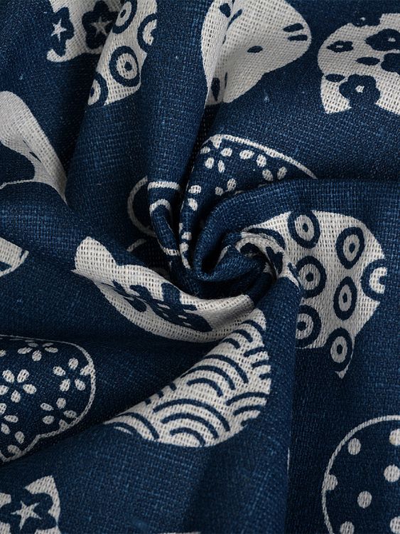 Ткань льняная, 1 м x 150 см, 140 г/м², цвет: синий, принт, TBY — картинка 4