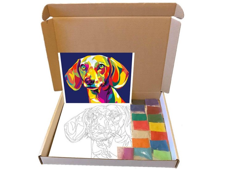 Картина цветным песком «Такса» — картинка 6