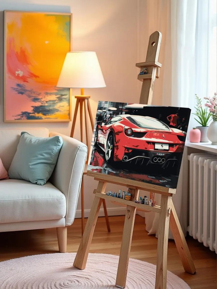 Картина по номерам «Машины: Красная феррари на улице» — картинка 10