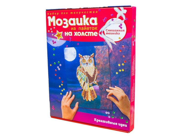 Картина на холсте из пайеток «Сова» — картинка 4