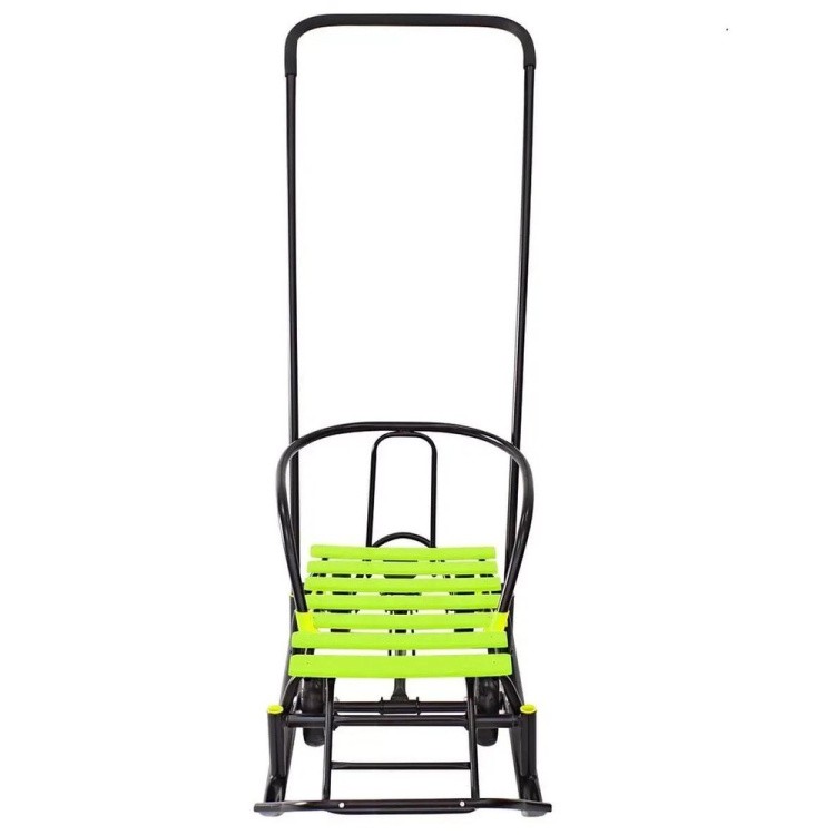 Санки детские Snow Black Auto лимонные рейки с колесами — картинка 11