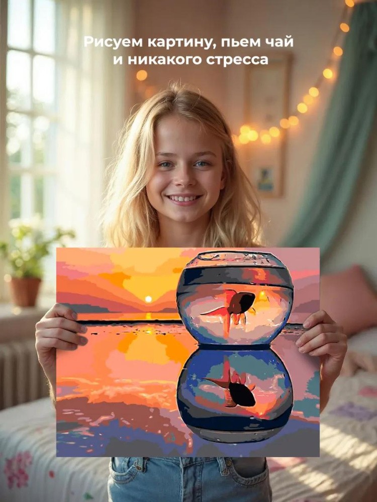 Картина по номерам «Рыбка в аквариуме» — картинка 7