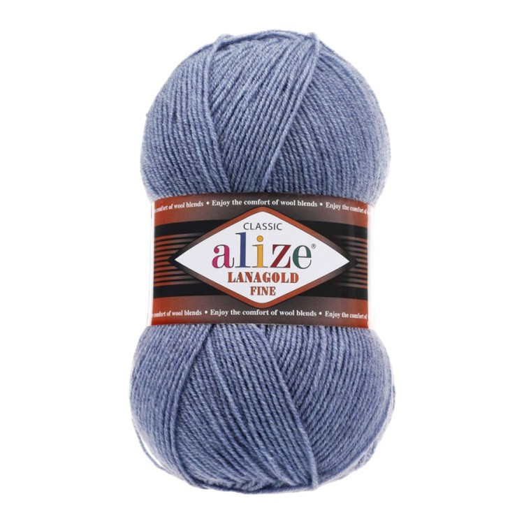 Пряжа ALIZE LanaGold Fine (Ализе Лана голд файн) (203), меланж джинс, 5 шт. по 100 г