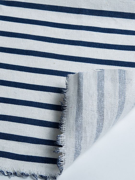 Ткань льняная, 1 м x 150 см, 140 г/м², цвет: белый, полоска, TBY — картинка 4