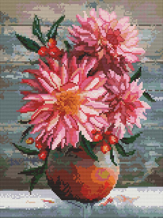 Алмазная вышивка «Георгины в кувшине» — картинка 2