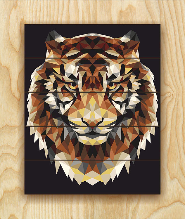 Картина по номерам по дереву Flamingo «Тигр (полигональный стиль)» — картинка 2