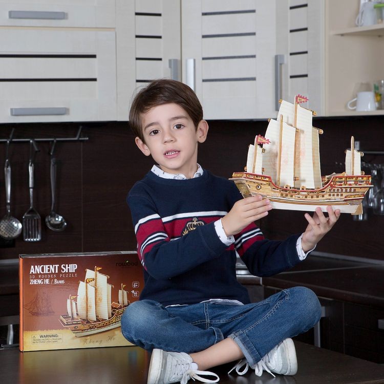 Деревянный 3D пазл Robotime «Китайский корабль» — картинка 2
