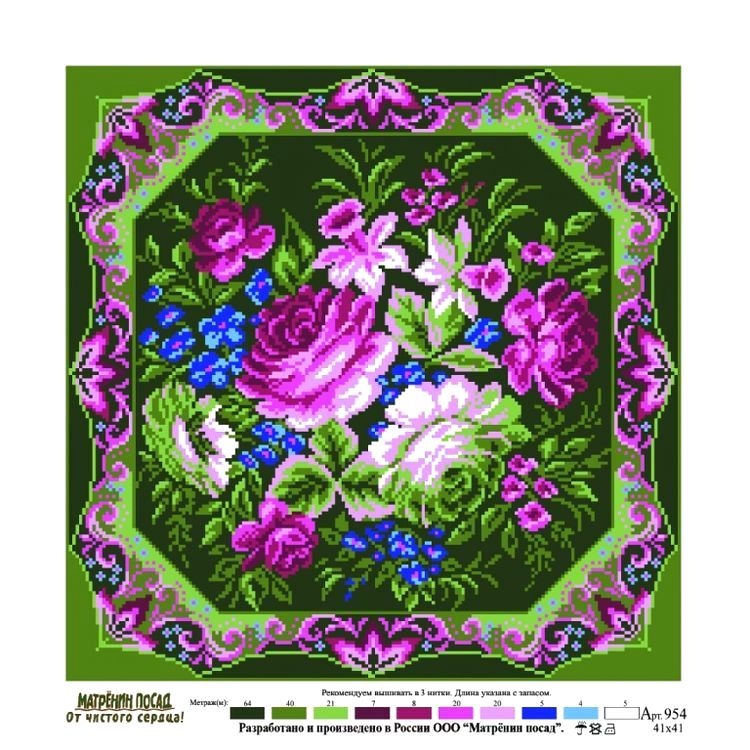 Рисунок на ткани «Цветочный коктейль» — картинка 2