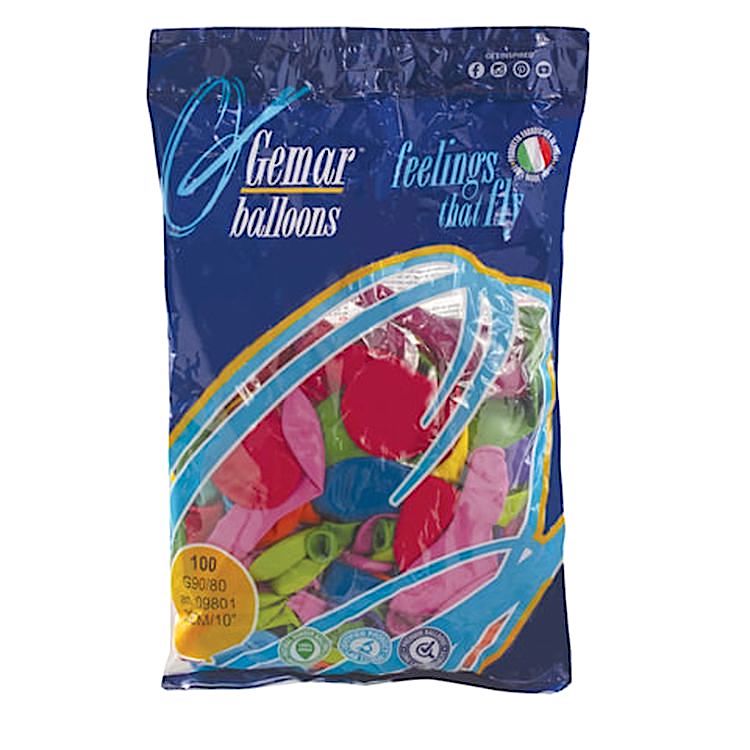 Шары воздушные 10" (25 см), комплект 100 шт., 12 пастельных цветов — картинка 2