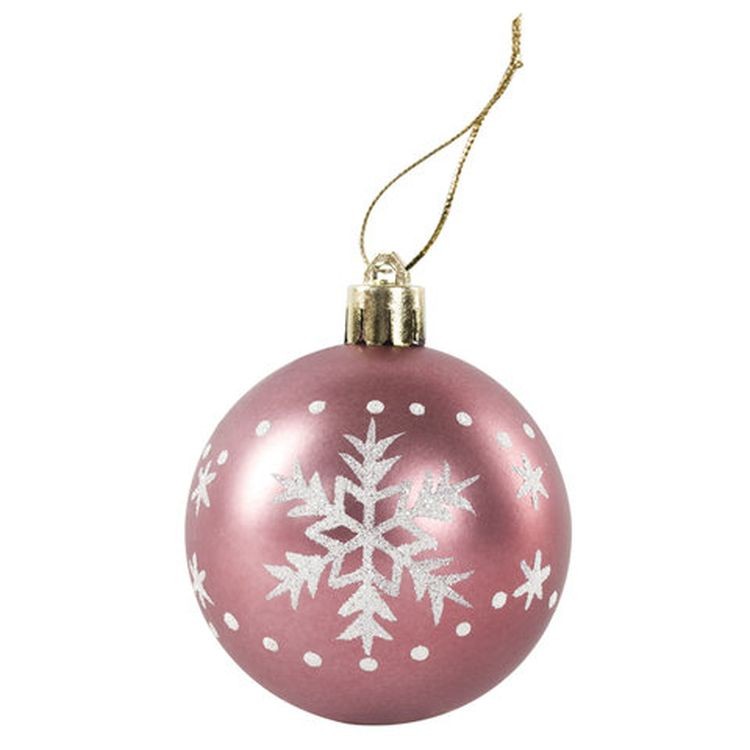 Шары елочные с узором, набор 3 шт., пластик, 6 см, цвет розовое вино, глянец — картинка 5