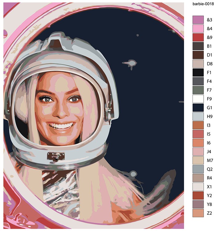 Картина по номерам «Барби: Марго Робби в космосе» — картинка 2