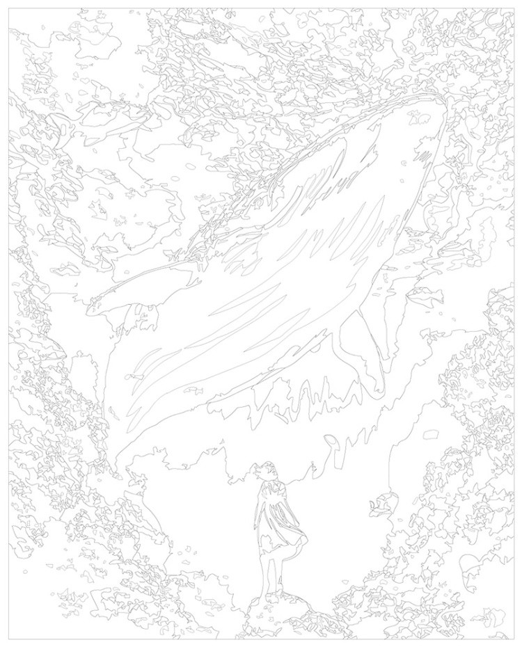 Картина по номерам Животные кит рыбы и девушка в море — картинка 3